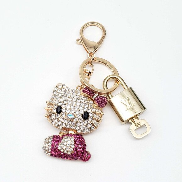 100% Auth Louis Vuitton Lock & Key with unbranded Bagcharm, Keycharm, Keychain - Picture 1 of 9